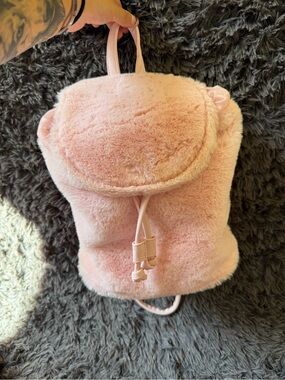 Furry blush pink backpack